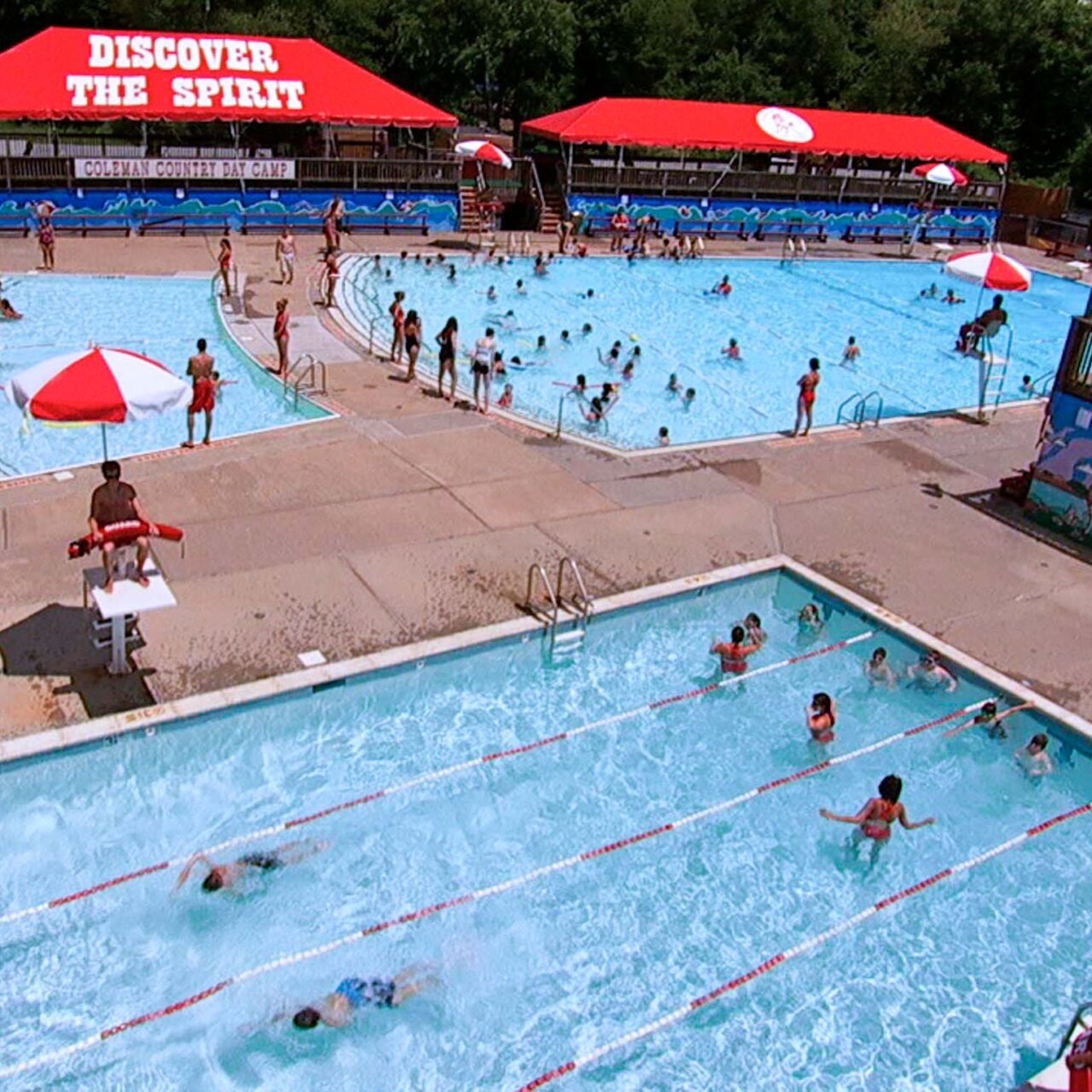 Aerial view of Coleman's three pools