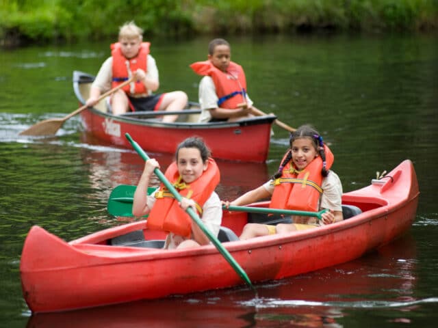 Campers canoeing.